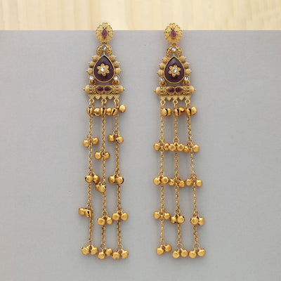 Purple Long Kasmiri Earrings Royal Style