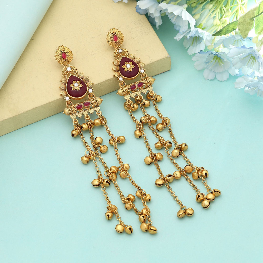 Rani Long Kasmiri Earrings Royal Style