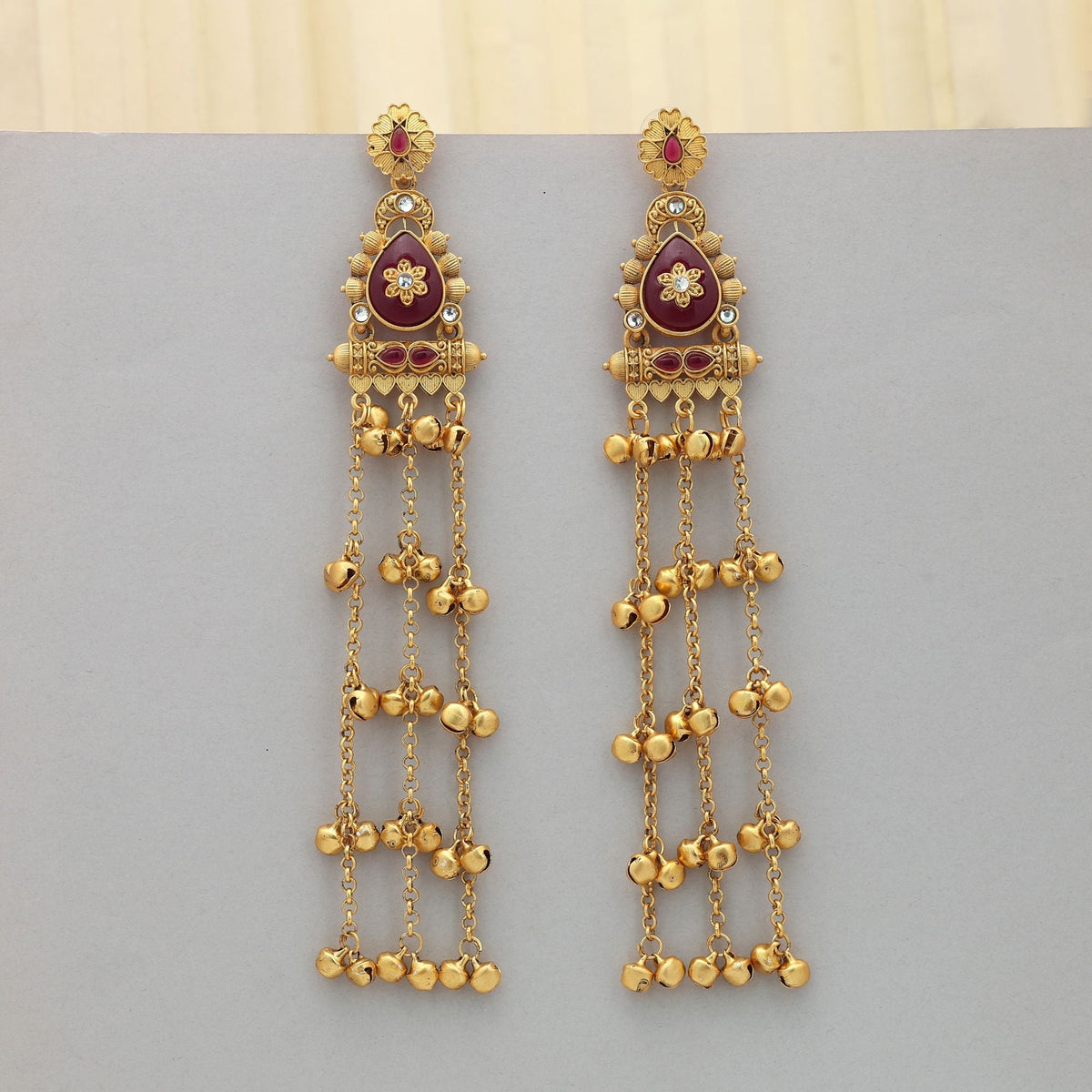 Rani Long Kasmiri Earrings Royal Style
