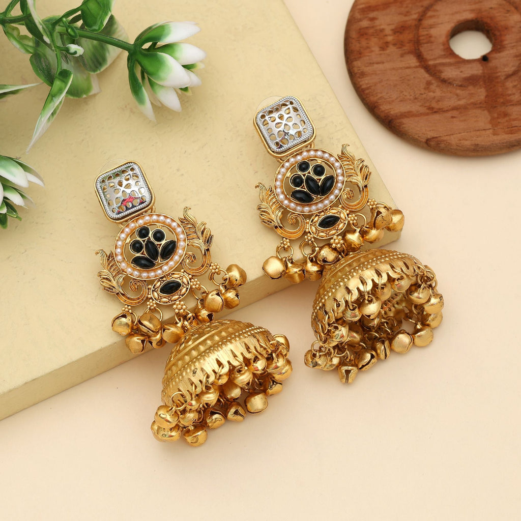 Black Jhumka Kasmiri Earrings Statement Style