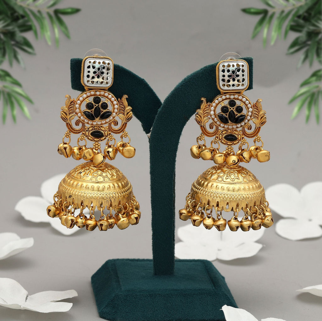 Black Jhumka Kasmiri Earrings Statement Style