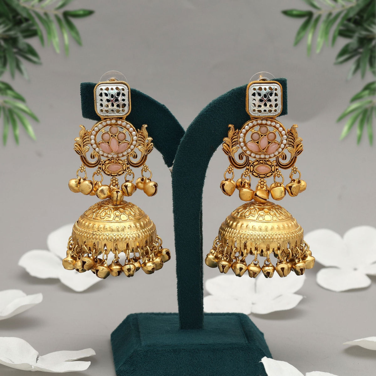 Pink Jhumka Kasmiri Earrings Classic Style