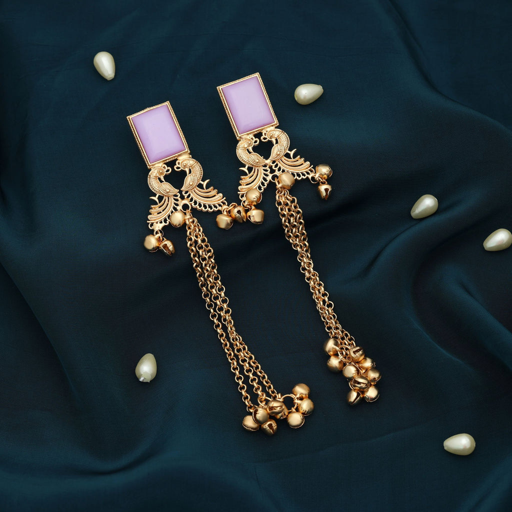 Light Purple Color Long Kasmiri Earrings Modern Style