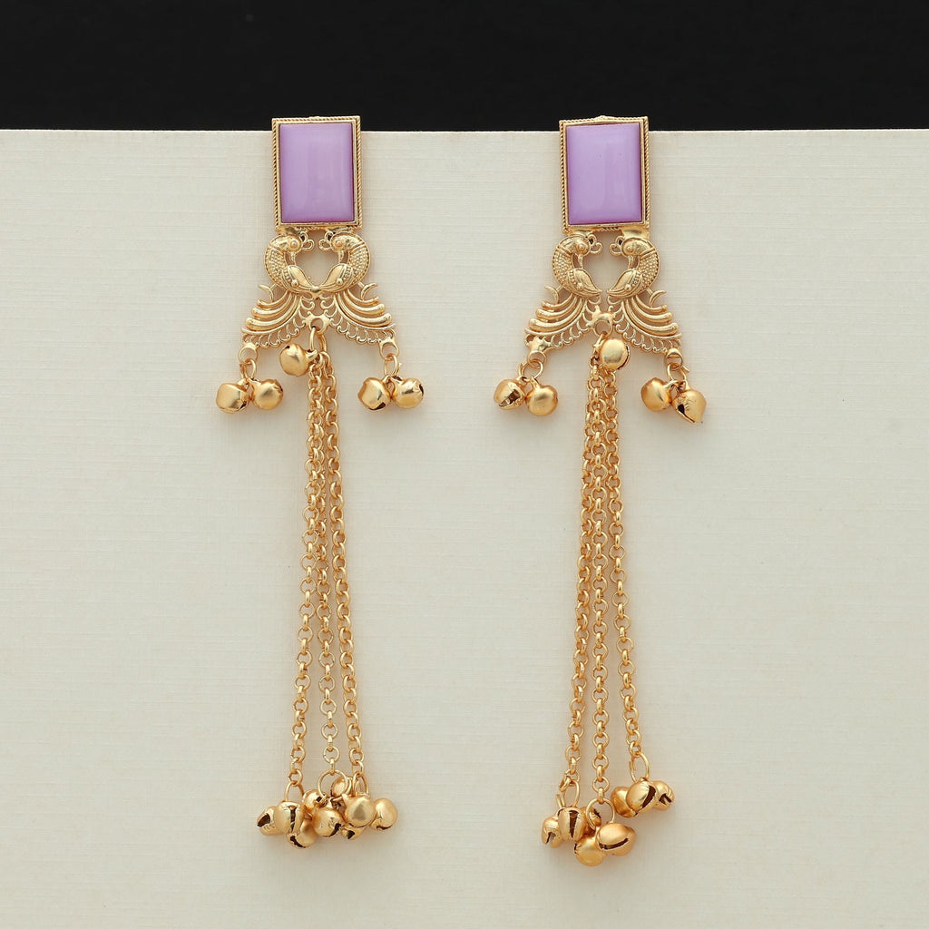 Light Purple Color Long Kasmiri Earrings Modern Style