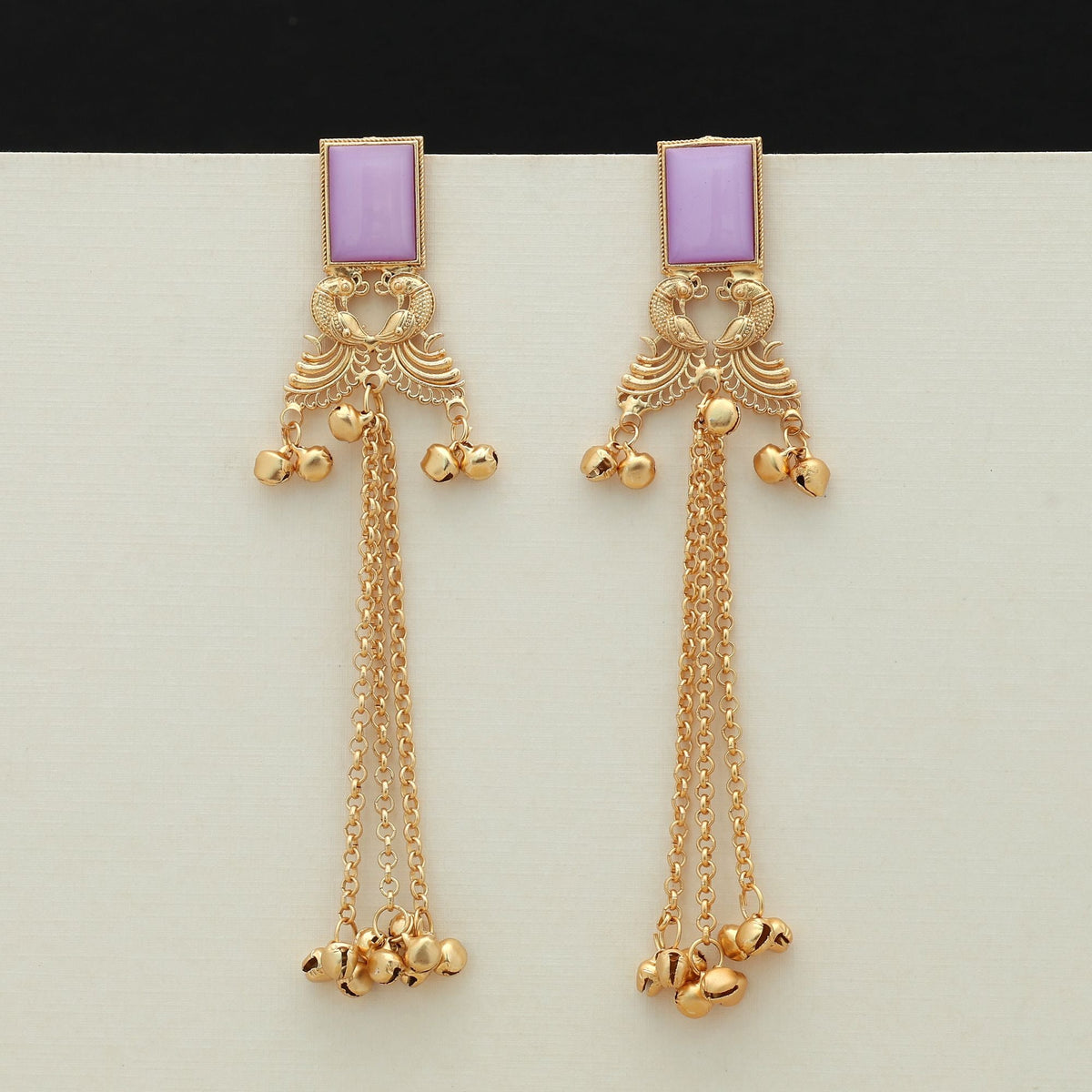 Light Purple Color Long Kasmiri Earrings Modern Style