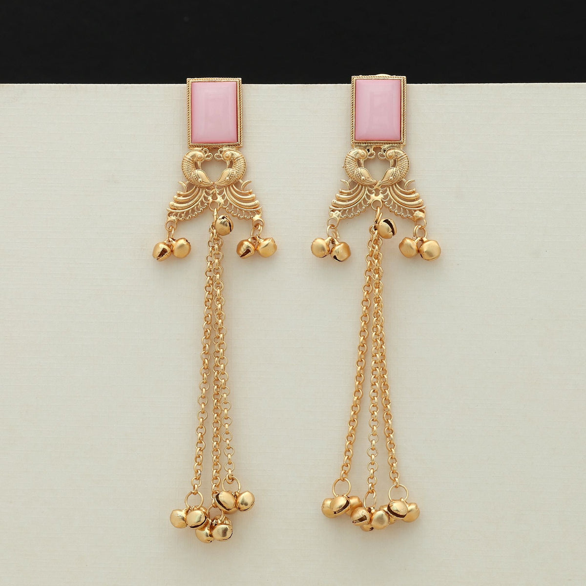 Pink Color Long Kasmiri Earrings Feminine Style