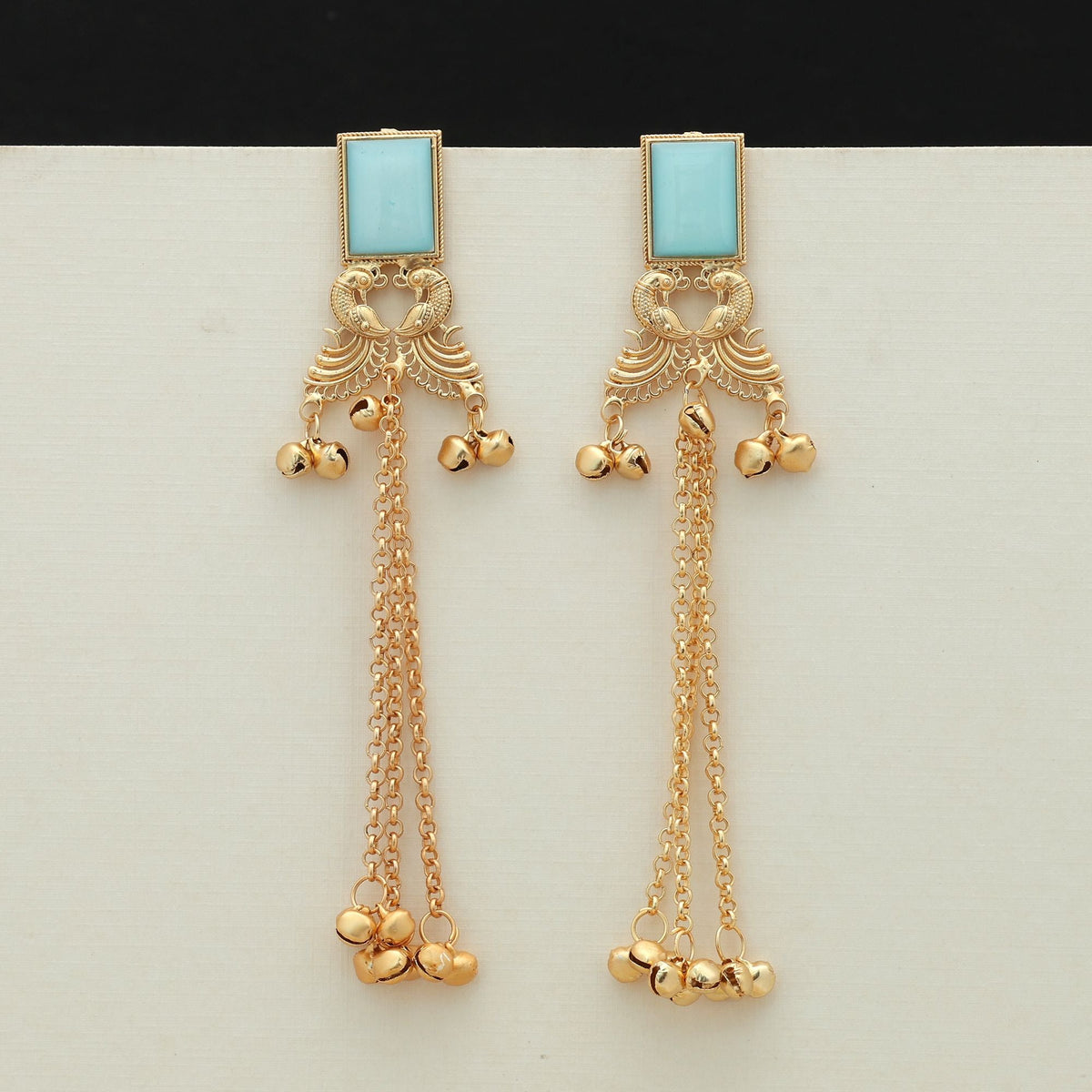 Sky Blue Color Long Kasmiri Earrings Statement Style