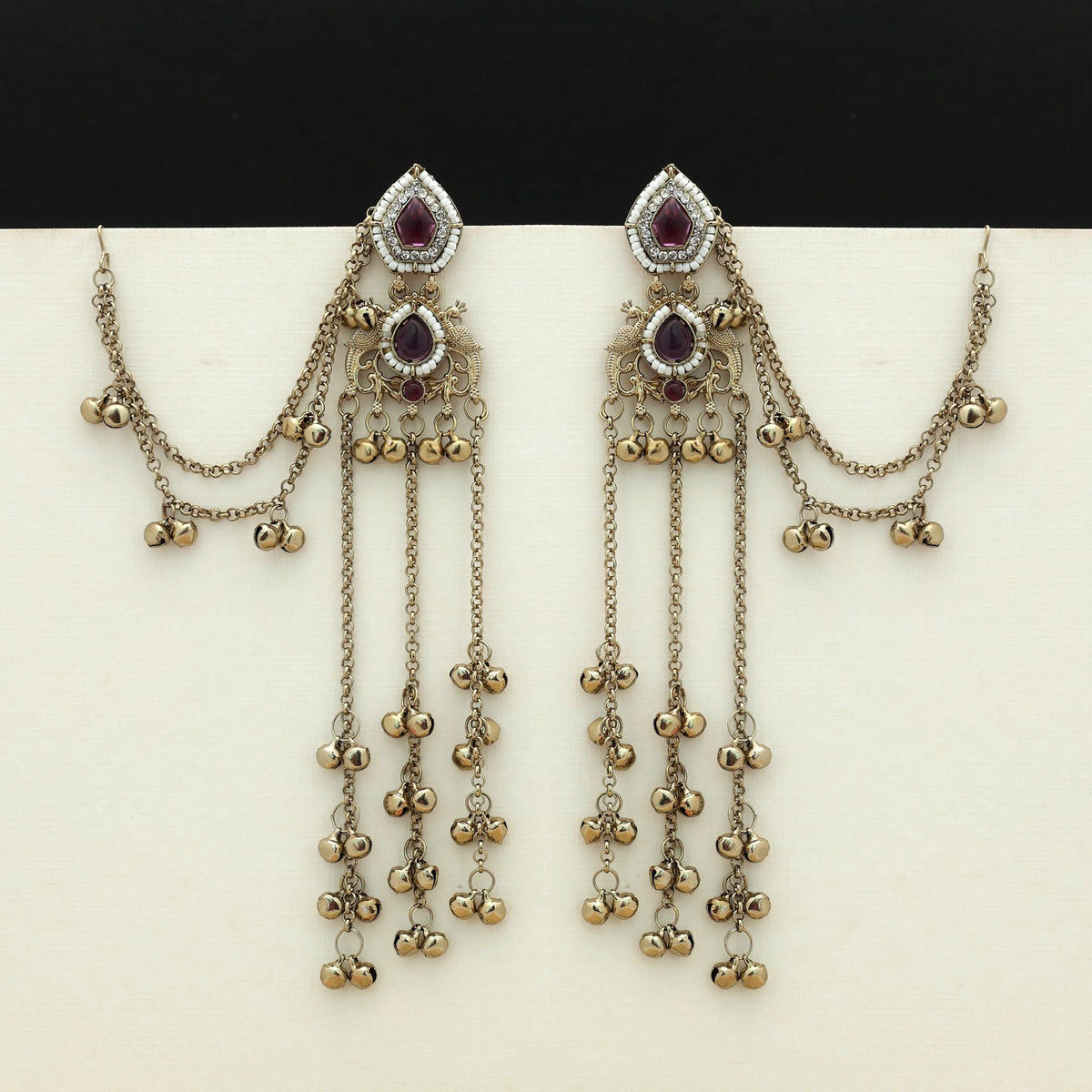 Purple Color Long Kasmiri Earrings Festive Style