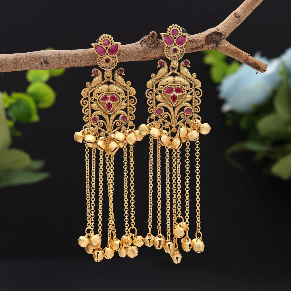 Rani Color Long Kasmiri Earrings Traditional Jewelry Design