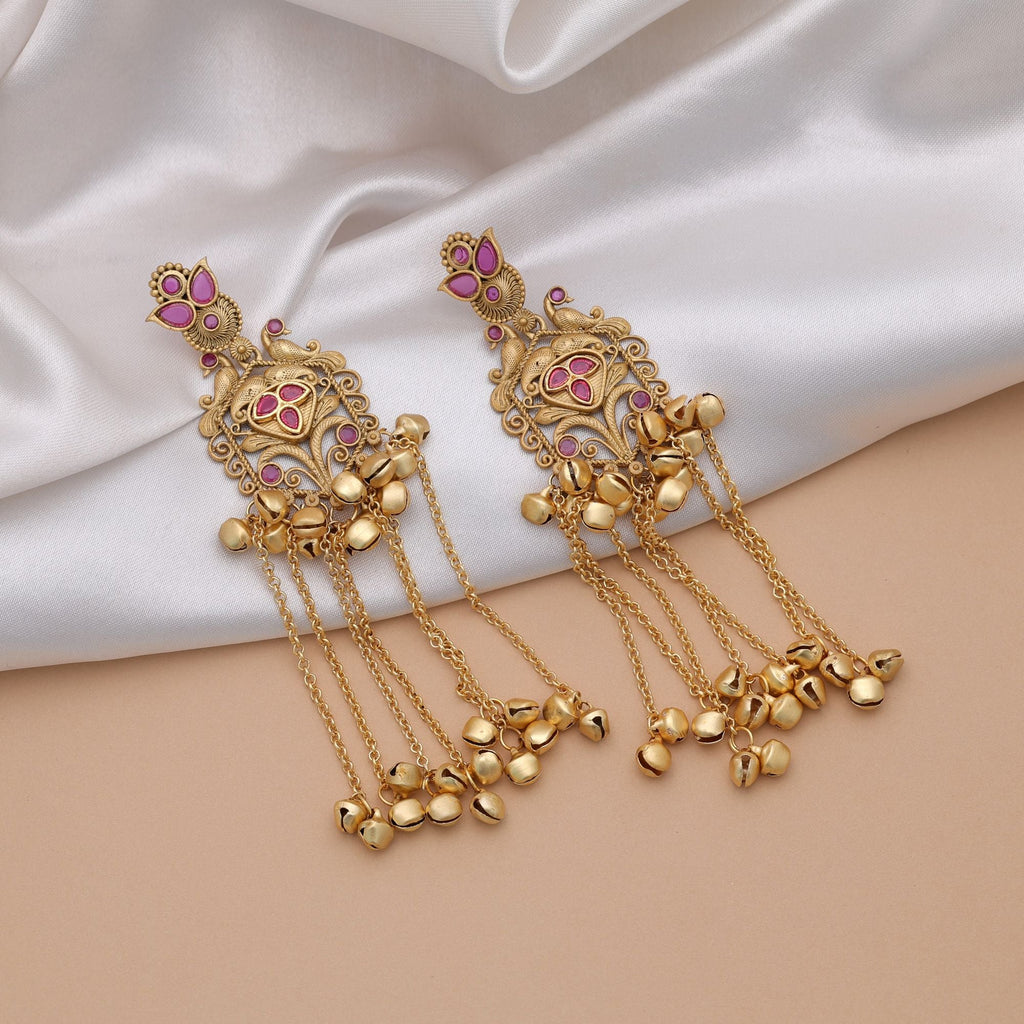 Rani Color Long Kasmiri Earrings Traditional Jewelry Design