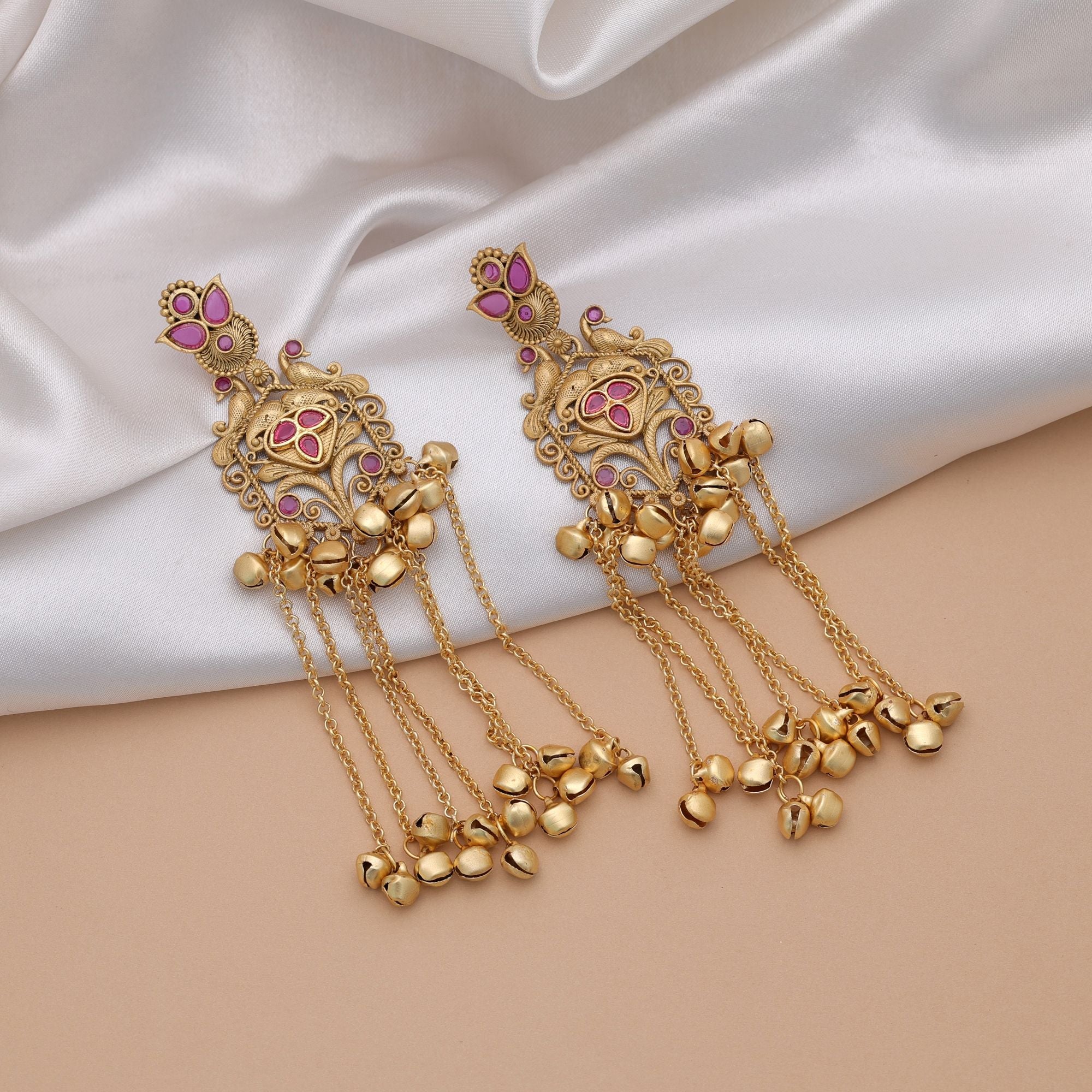 Rani Color Long Kasmiri Earrings Traditional Jewelry Design