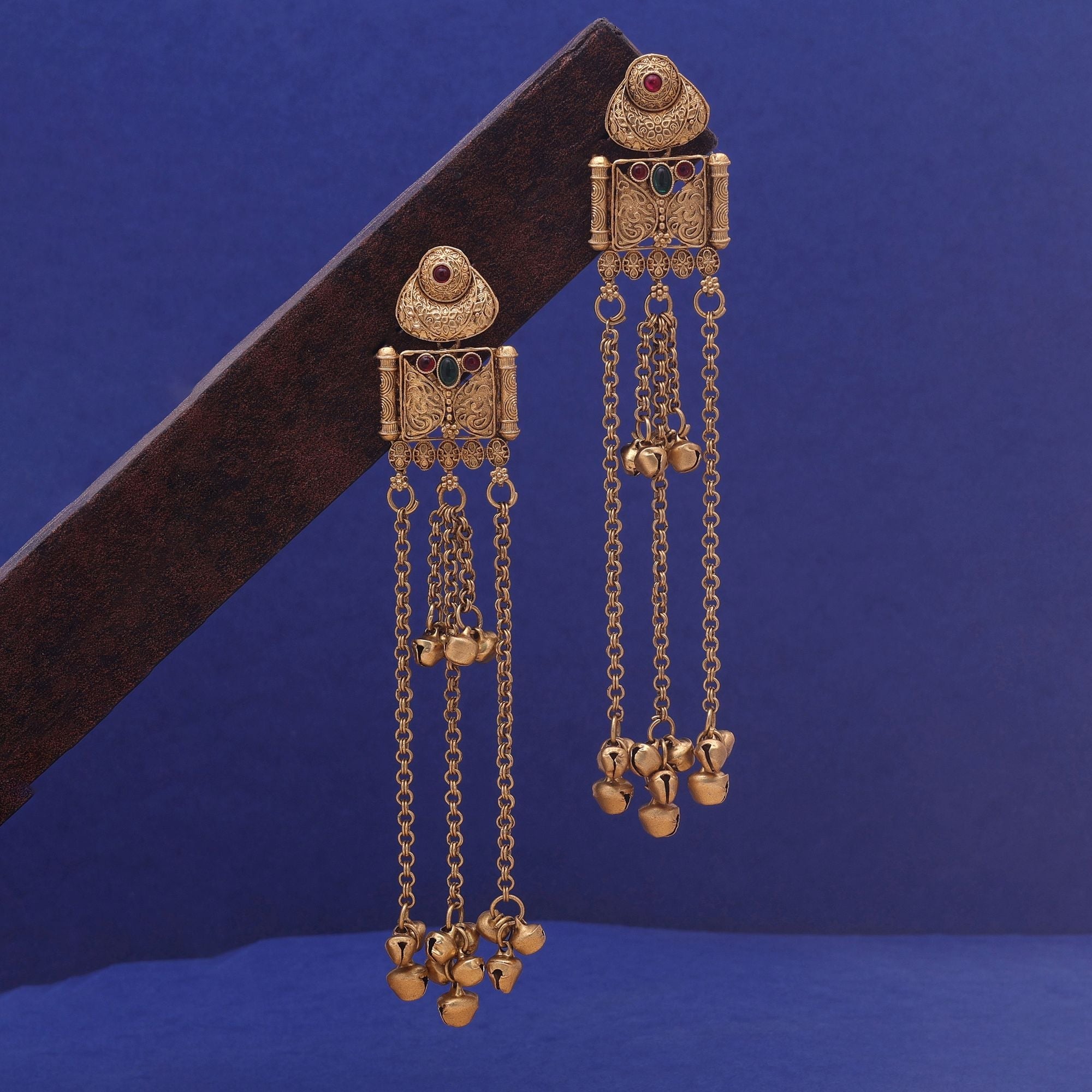 Rani & Green Color Handmade Kasmiri Earrings