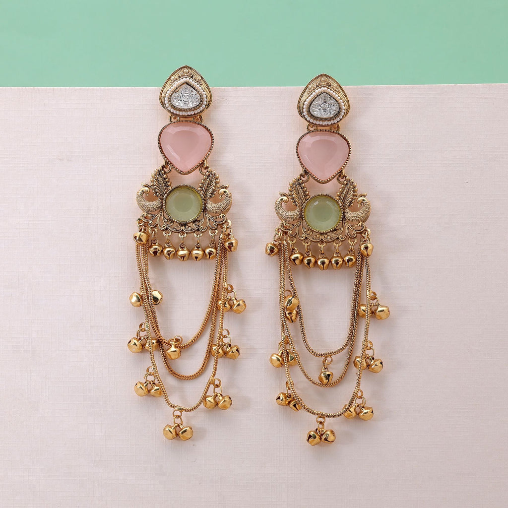 Multi Color Long Kashmiri Earrings with Designer Style