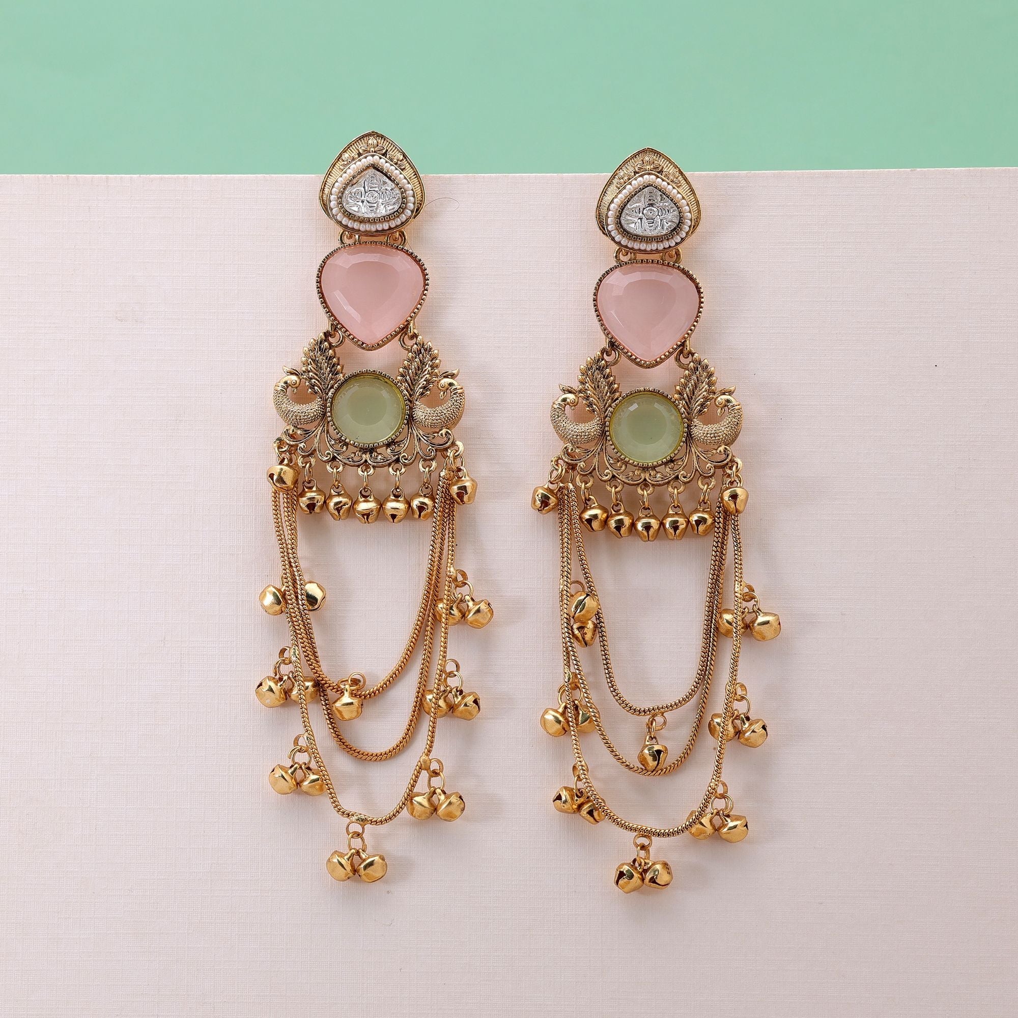 Multi Color Long Kashmiri Earrings with Designer Style