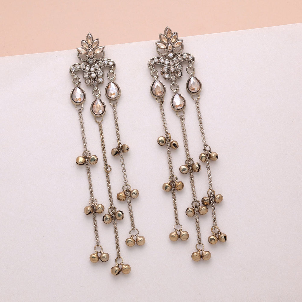 Gold Color Long Kashmiri Earrings Royal Ethnic Style