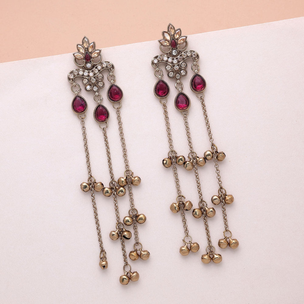 Light Purple Color Long Kashmiri Earrings Ethnic Fashion Style