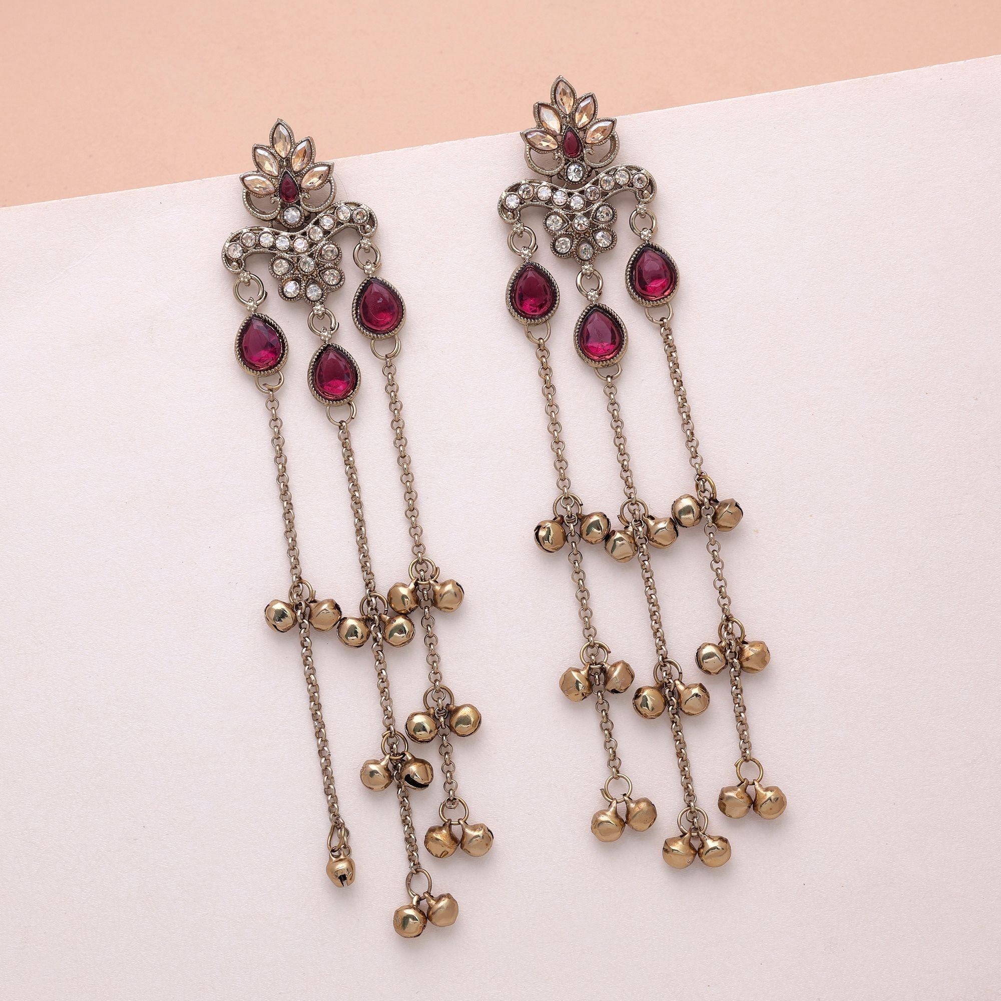 Light Purple Color Long Kashmiri Earrings Ethnic Fashion Style