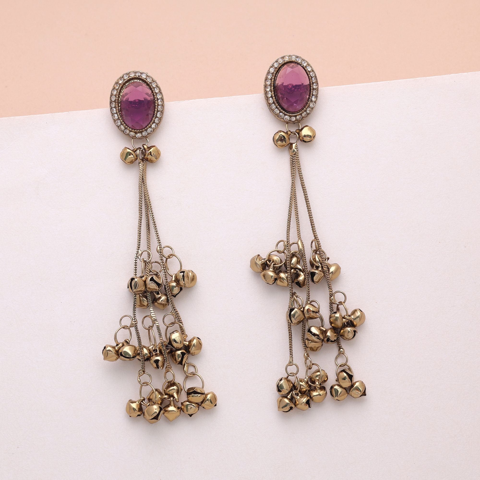 Purple Color Long Kashmiri Earrings Ethnic Designer Look