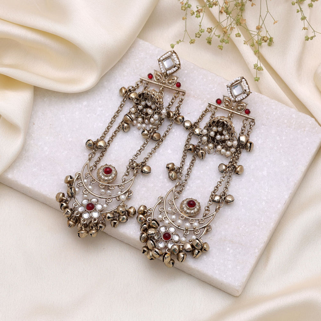 Maroon Color Long Kashmiri Earrings Designer Fashion Style