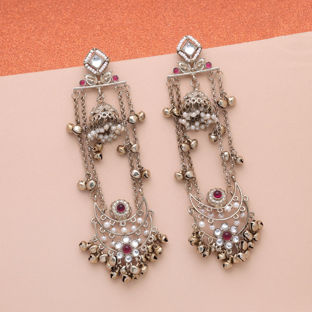 Rani Color Long Kashmiri Earrings Festive Jewelry Style