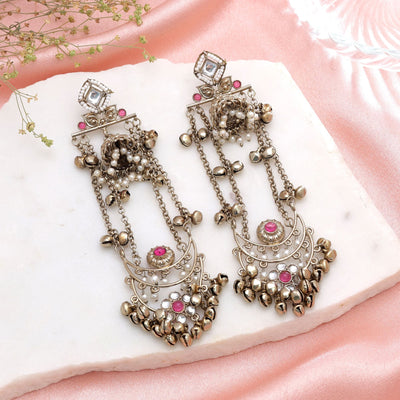 Rani Color Long Kashmiri Earrings Festive Jewelry Style
