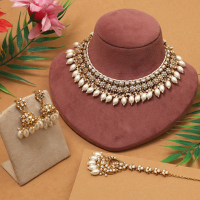 Premium White Color Kundan Necklace Set With Exquisite Traditional Indian Jewellery