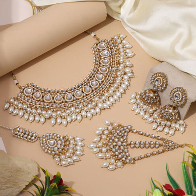 Gorgeous White Color Kundan Necklace Set For Brides And Festive Indian Jewellery