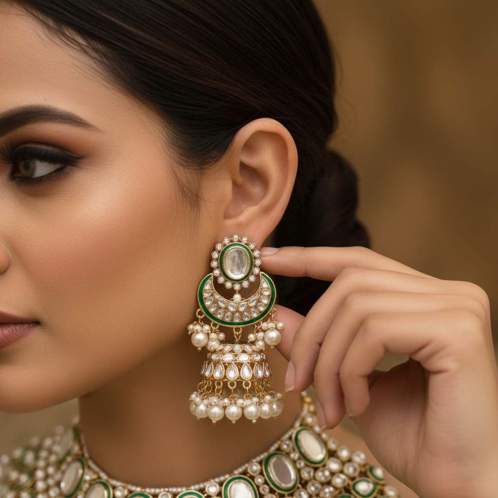 Elegant White Color Kundan Necklace Set With Wedding Jewellery And Ethnic Design