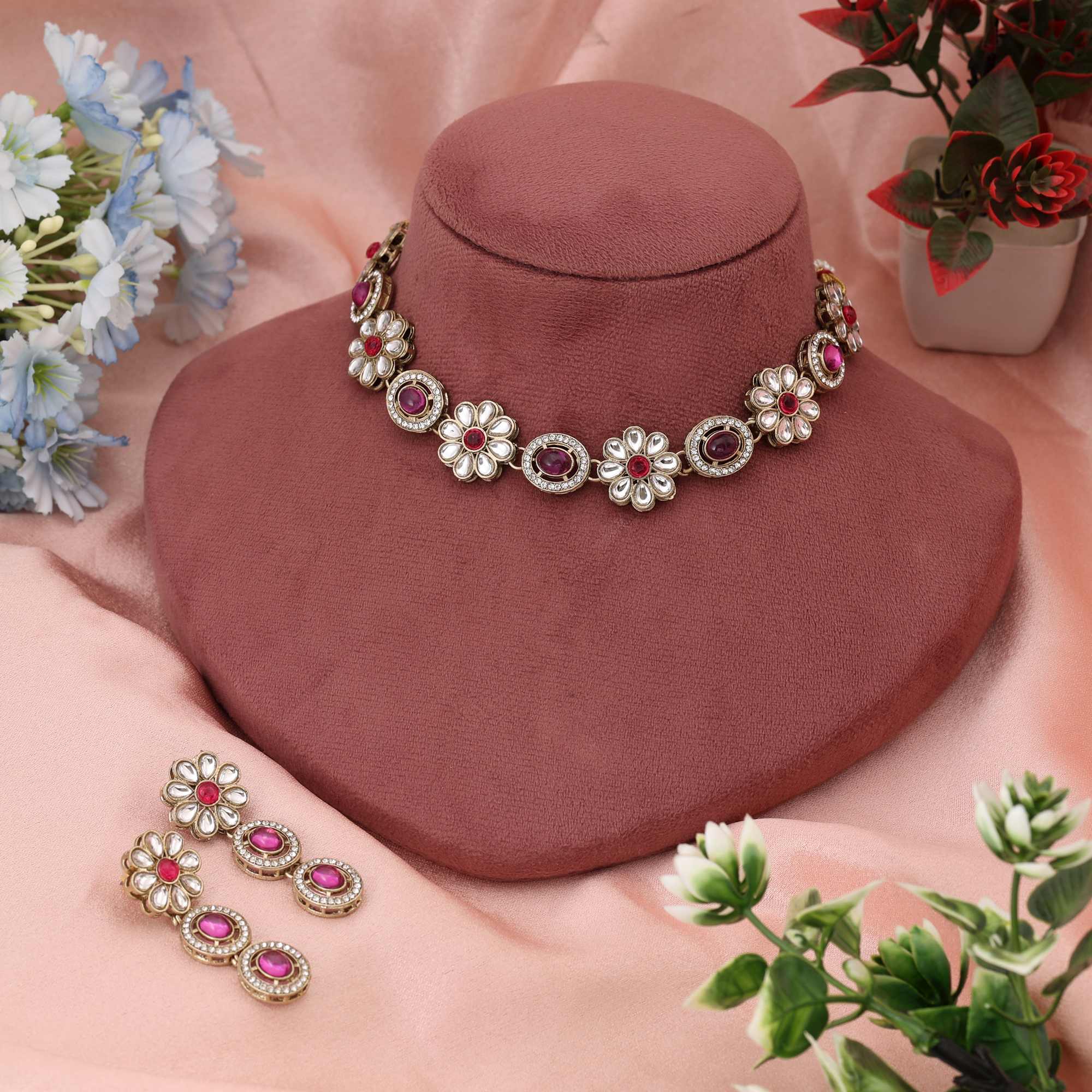 Deep Purple Color Kundan Necklace Set Perfect For Statement-Making Festive Elegance