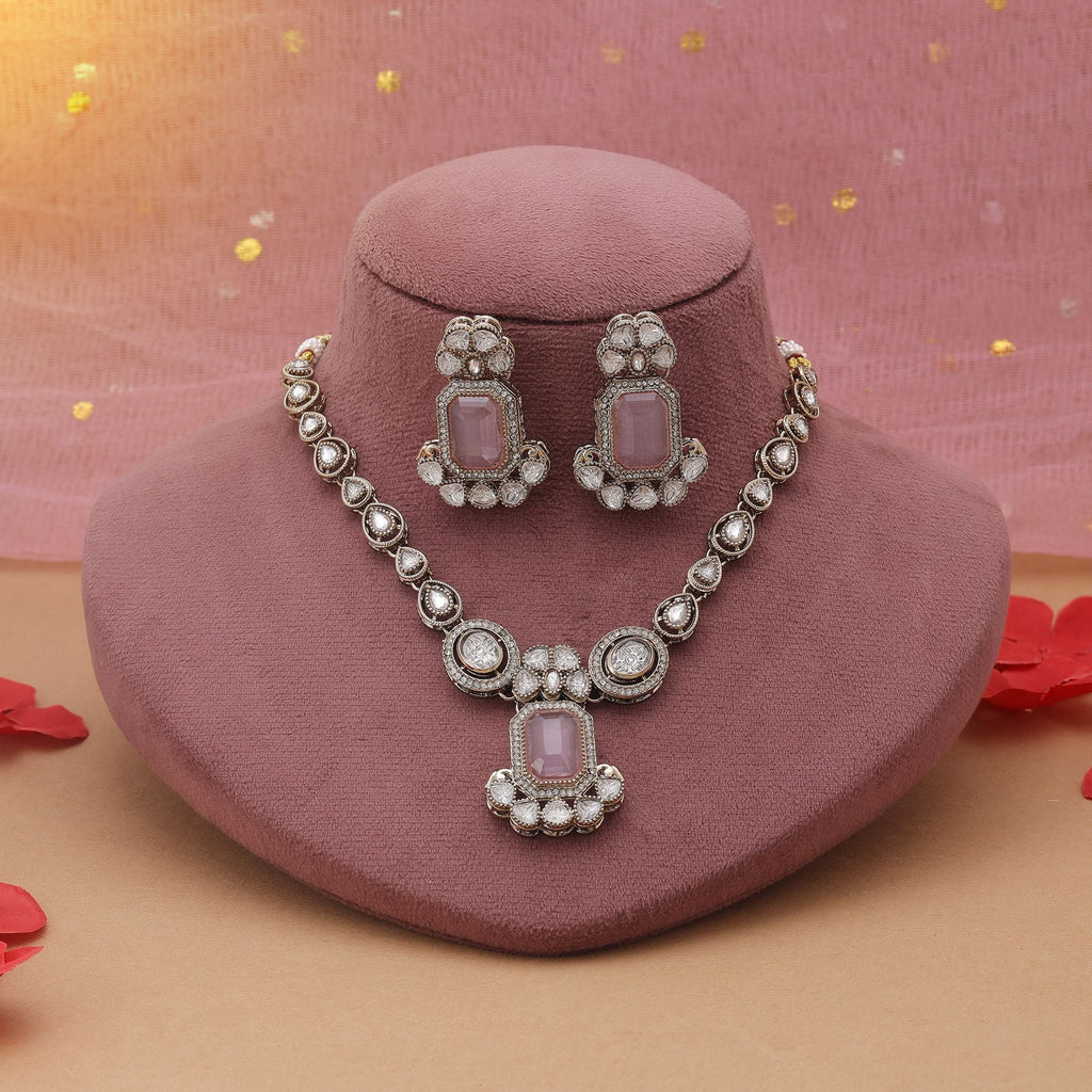 Pink Color Kundan Necklace Set Offering Soft Glam Traditional Beauty