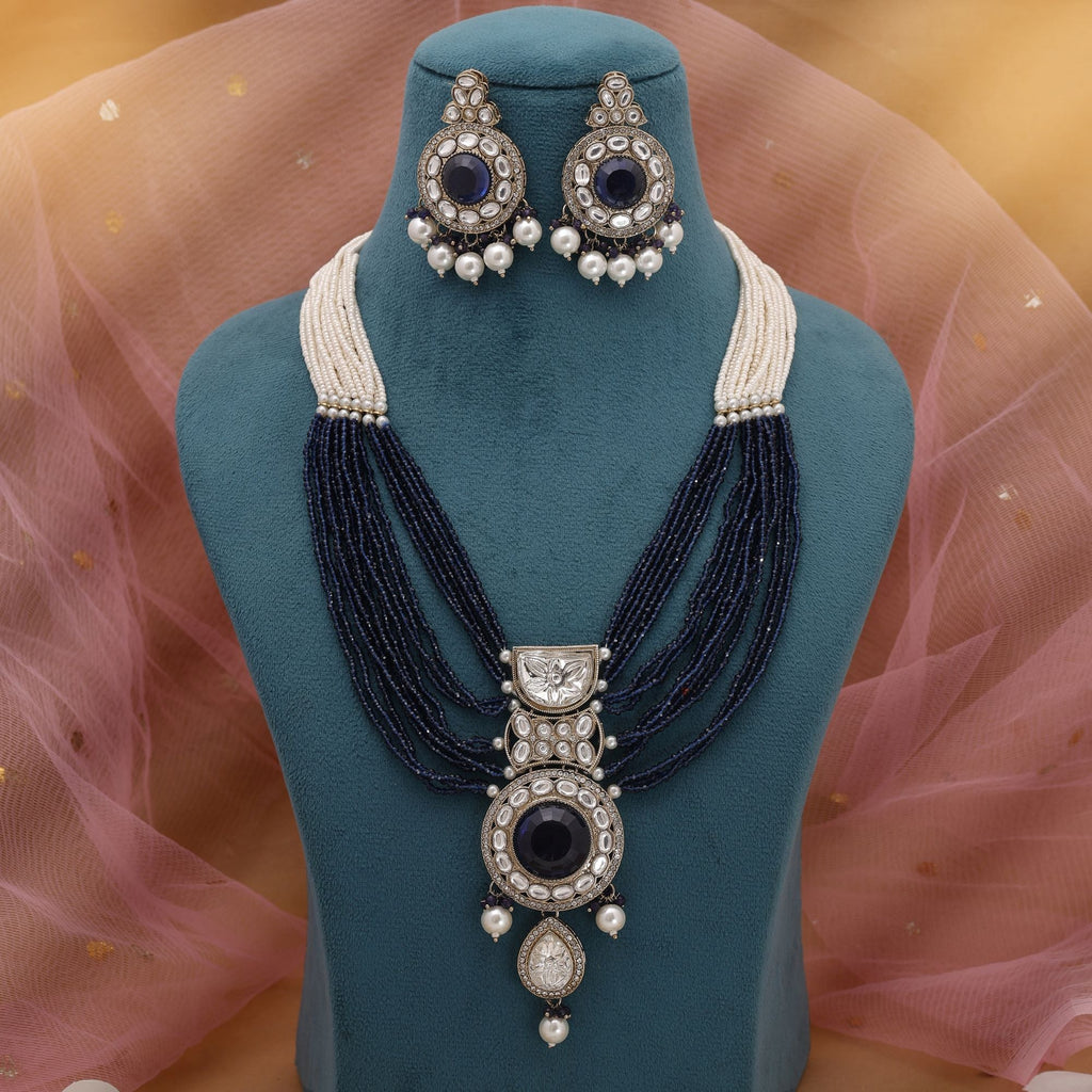 Blue Kundan Necklace Set