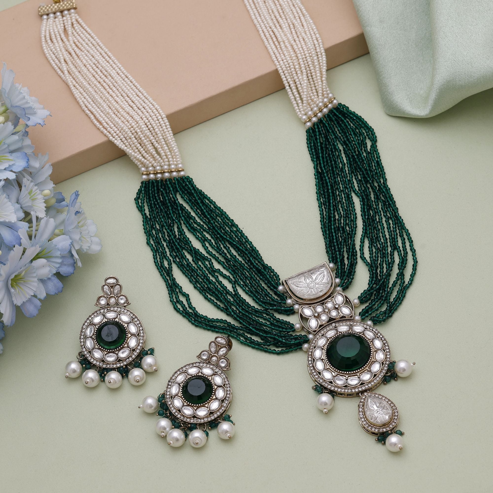 Green Kundan Necklace Set