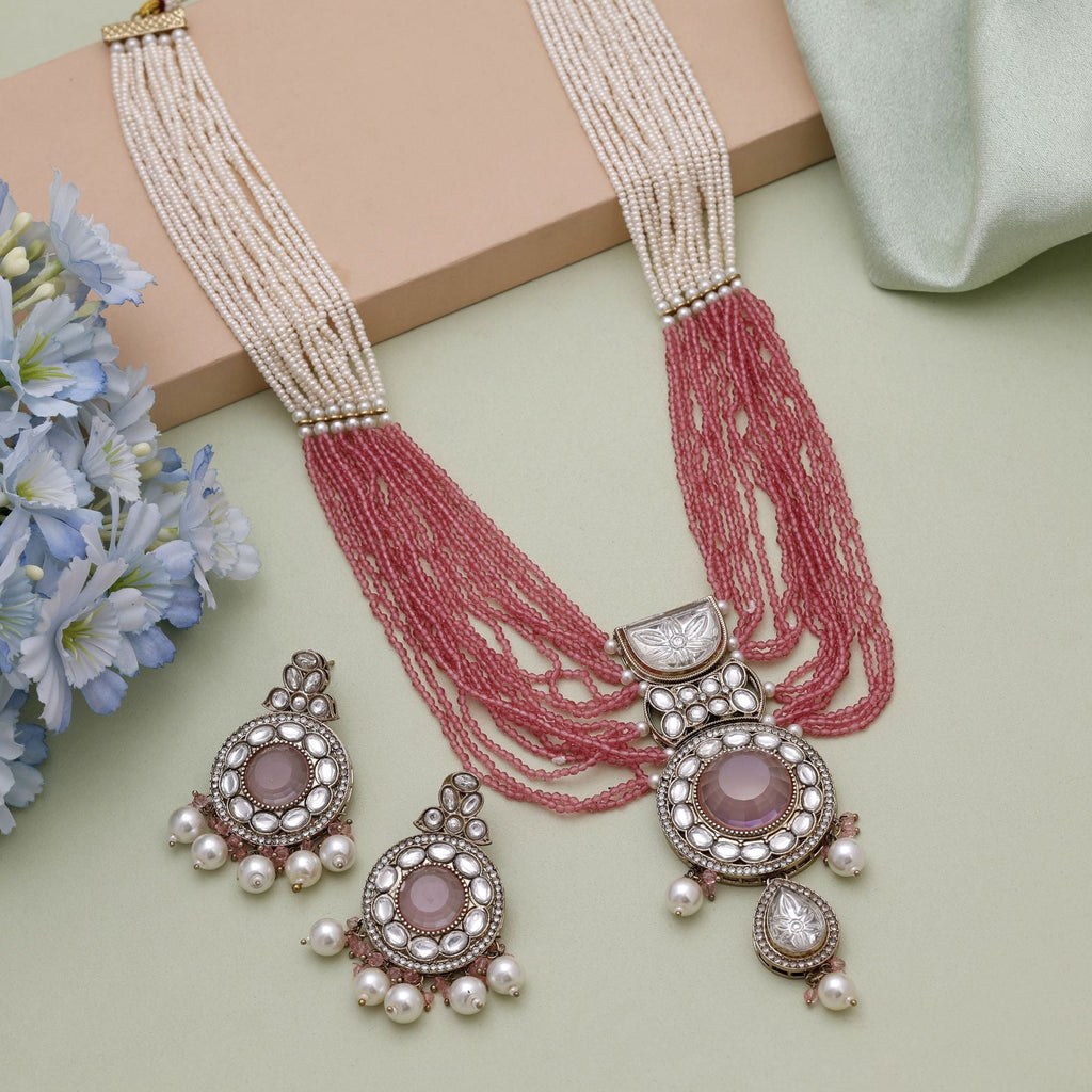Pink Kundan Necklace Set