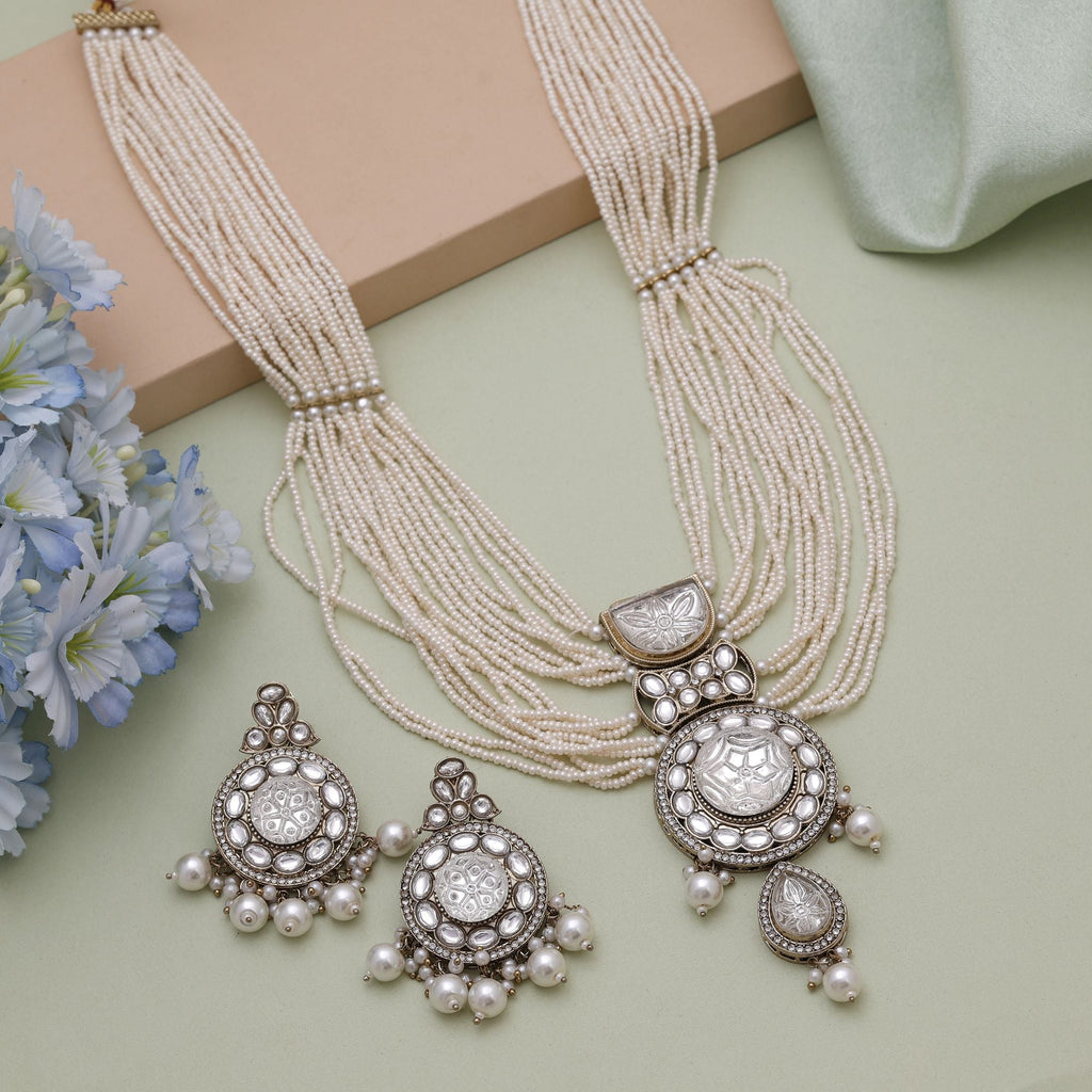 White Kundan Necklace Set