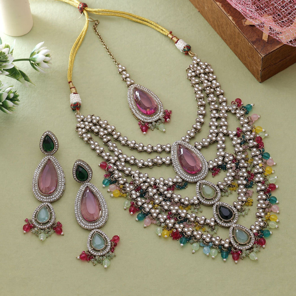 Multicolor Heritage Kundan Necklace Set