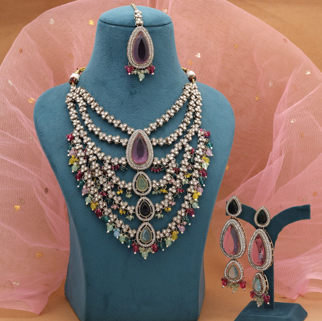 Multicolor Heritage Kundan Necklace Set