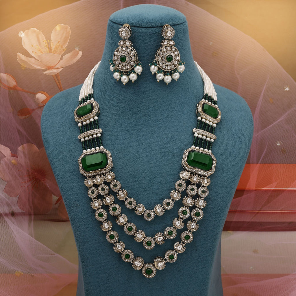 Green Festive Kundan Necklace Set