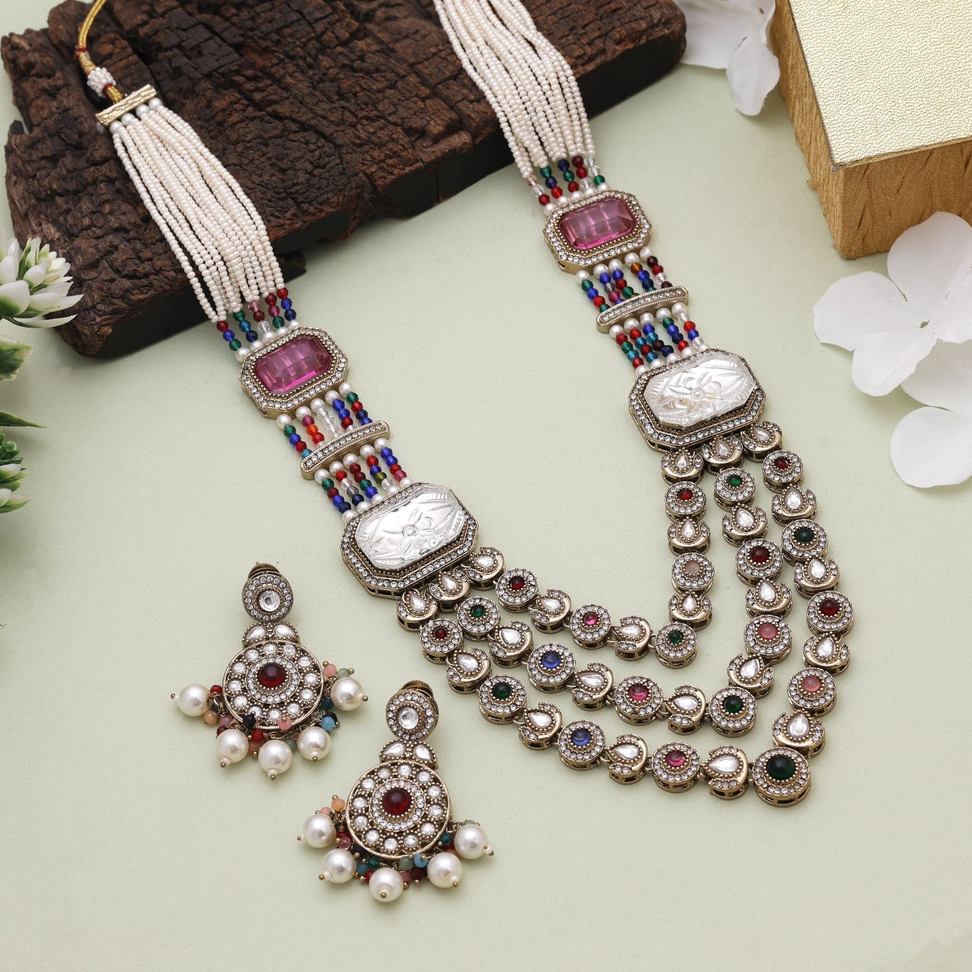 Multicolor Statement Kundan Necklace Set