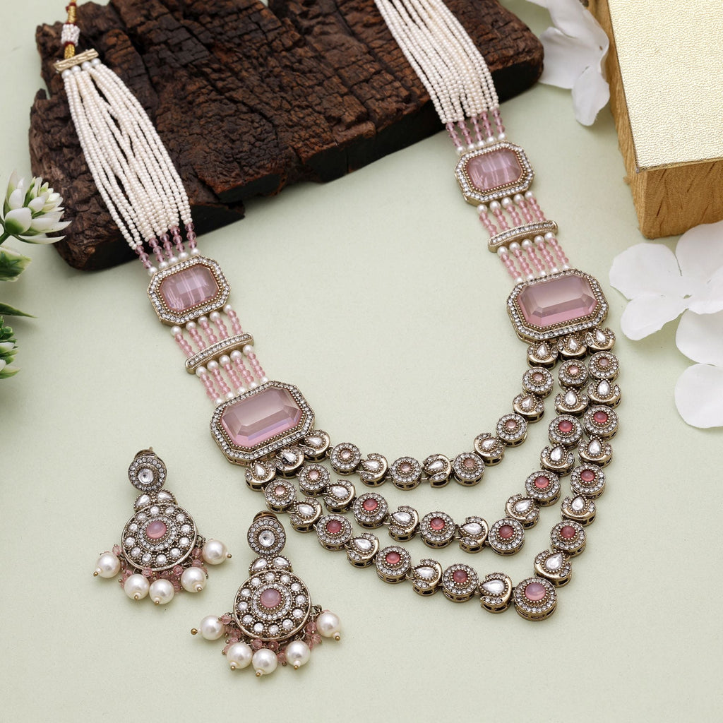 Pink Festive Kundan Necklace Set
