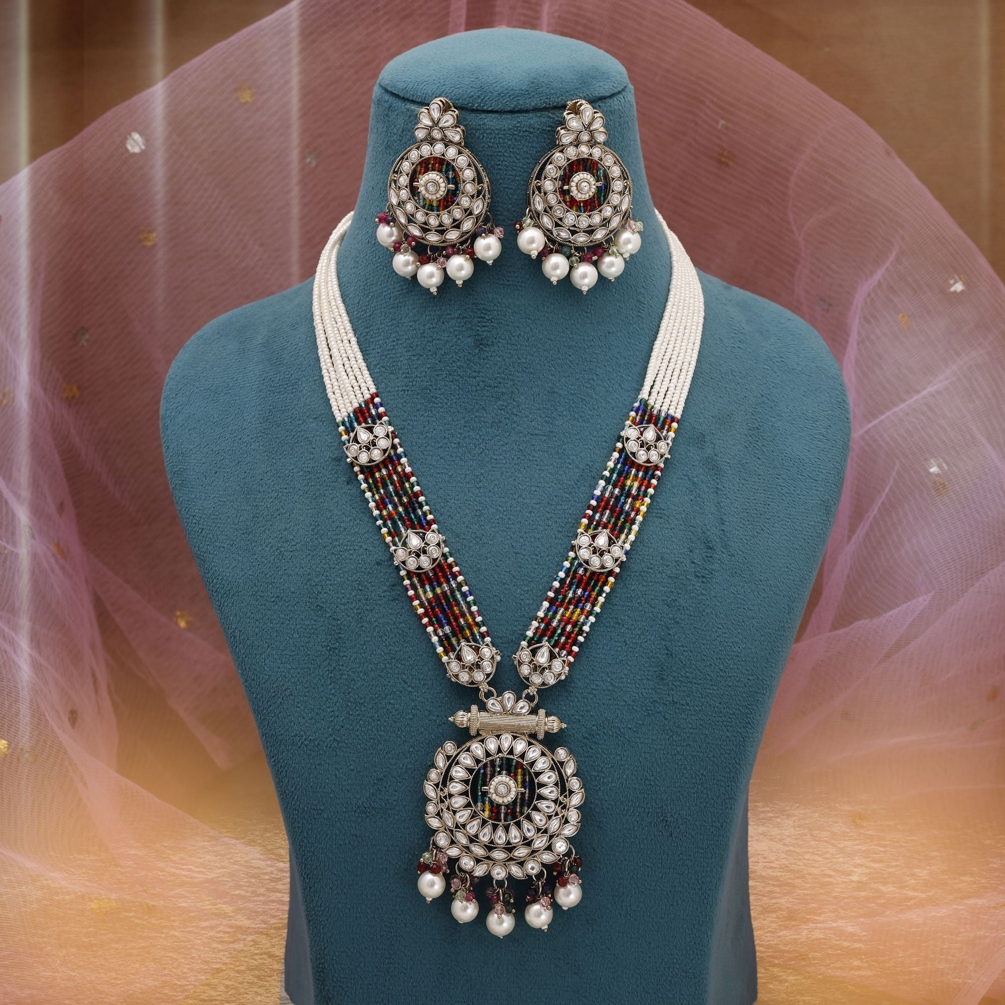 Multicolor Wedding Kundan Necklace Set