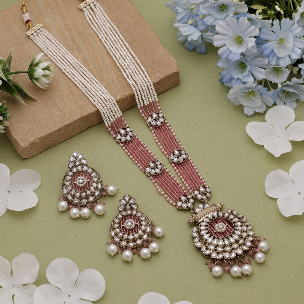 Pink Traditional Kundan Necklace Set
