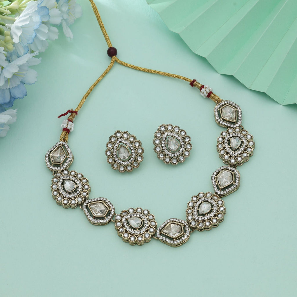 White Color Kundan Necklace Set Classic Design