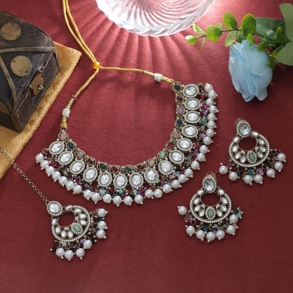 Vibrant Multi Color Kundan Necklace Set