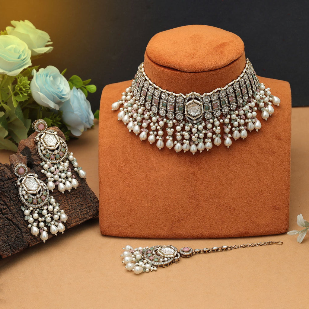 Fresh Pista Green Choker Kundan Necklace Set