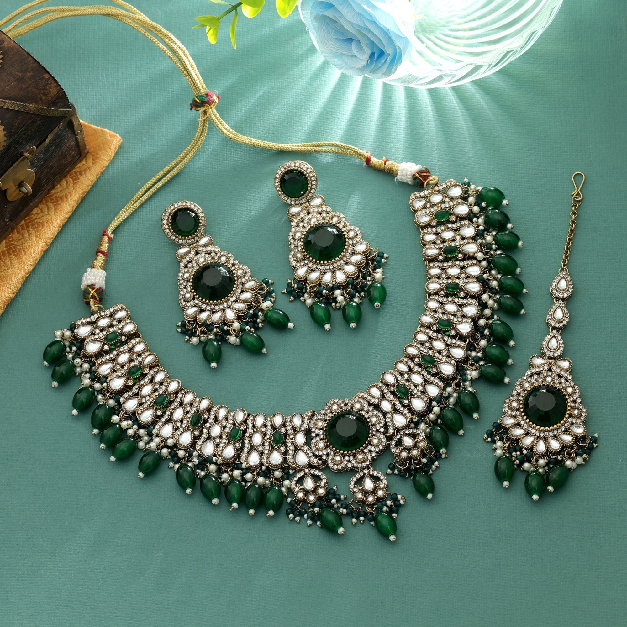 Fresh Green Kundan Necklace Set