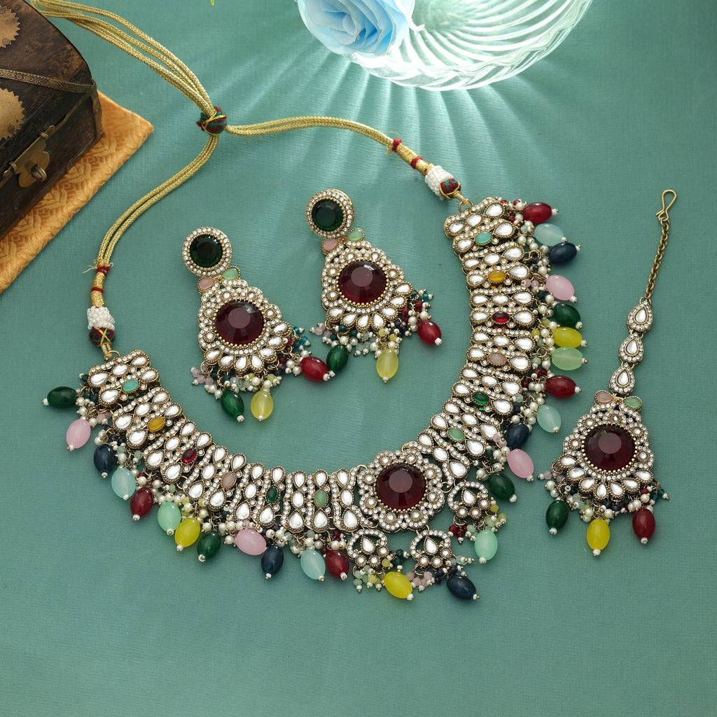 Colorful Multi Color Kundan Necklace Set