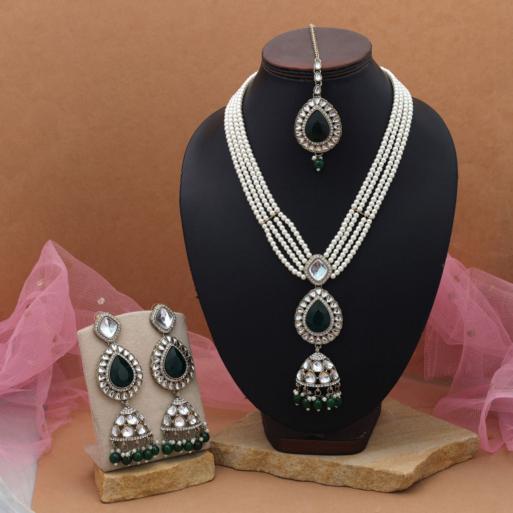 Premium Green Kundan Necklace Set