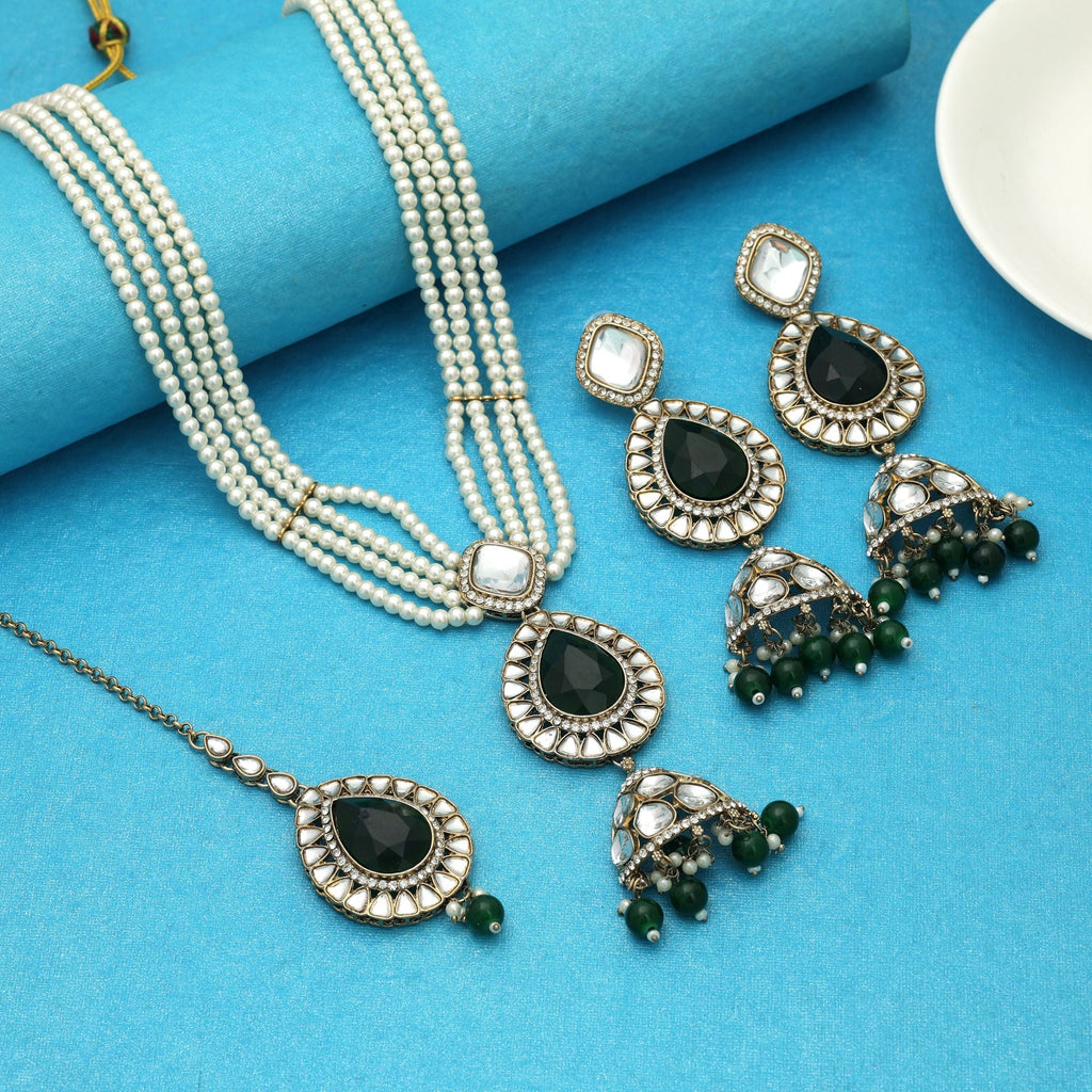 Premium Green Kundan Necklace Set