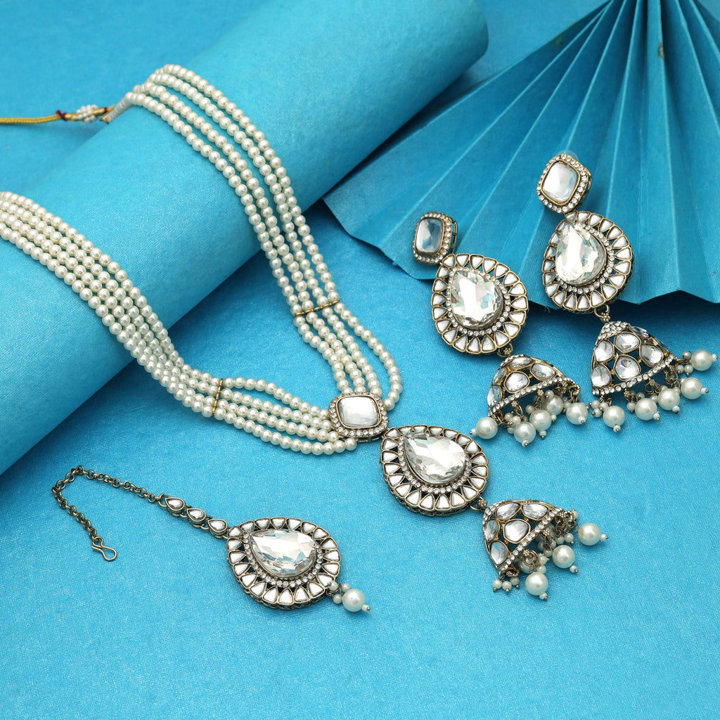 Classic White Kundan Necklace Set
