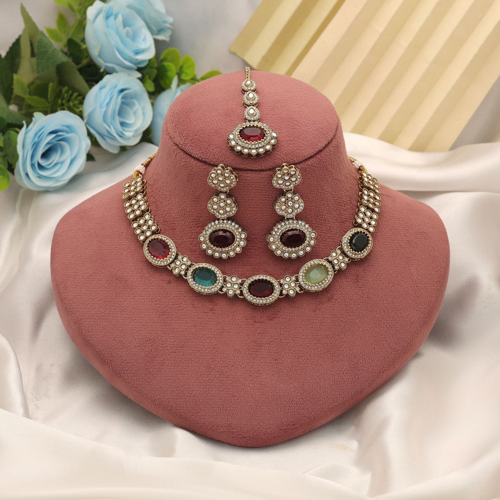 Multi Color Kundan Necklace Set